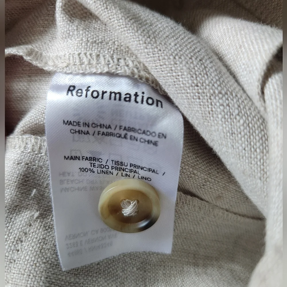 Reformation Mason Linen Pants Oatmeal Size 8 NWT